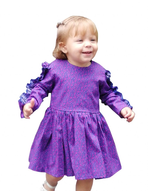 Vestido manga regular para niña