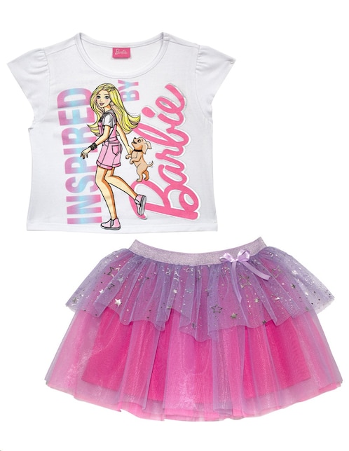 Conjunto Barbie de algodón para niña individual