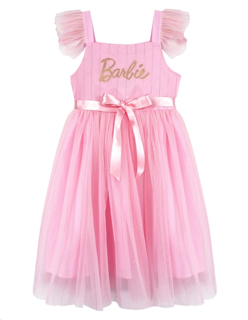 Vestido Barbie manga volantes para niña