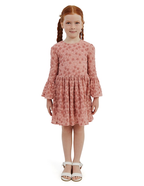 Vestido Bardot manga amplia para niña