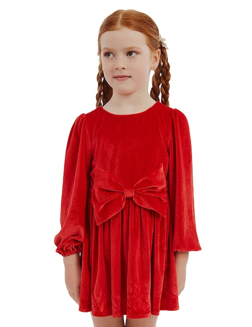 Vestido Bardot manga globo para niña