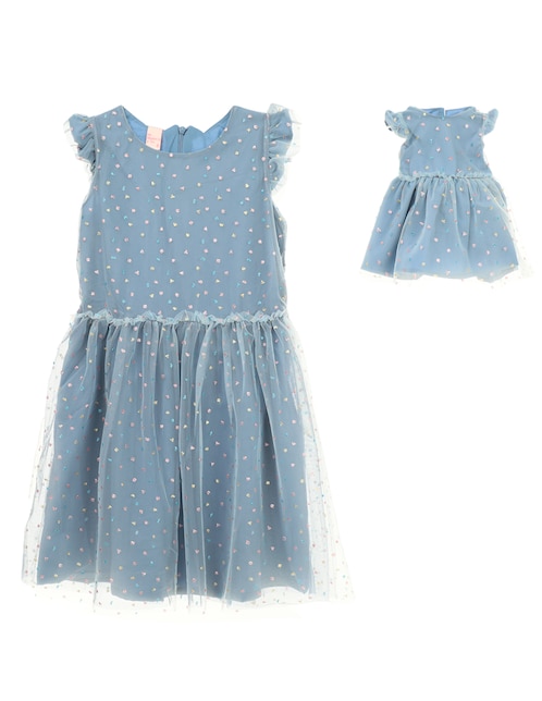 Set vestido Mi muñeca y Yo manga mariposa para niña