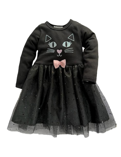Vestido Baby Kisses Gatita manga regular para niña