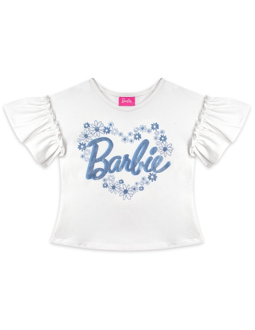 Playera Barbie manga corta para niña