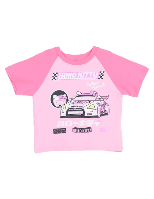 Playera Hello Kitty Racer manga corta para niña