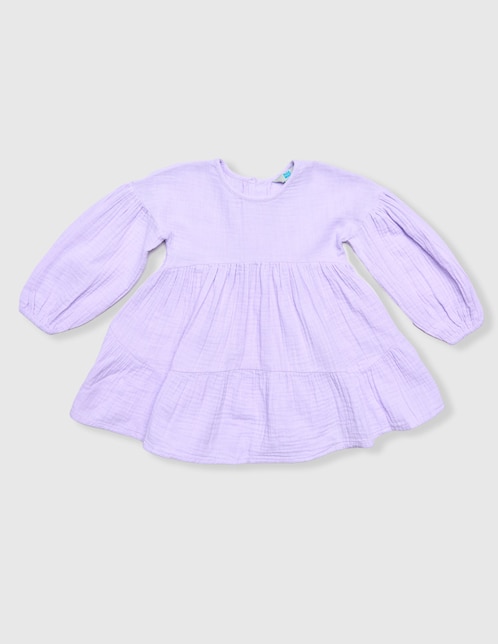 Vestido Piquenique manga globo para niña