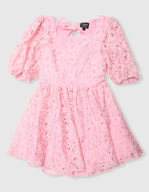 Vestido Bardot manga globo para niña