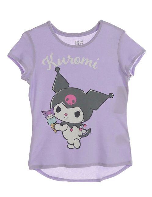 Playera Hello Kitty Kuromi manga corta para niña