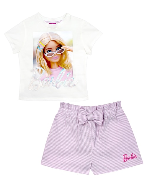 Conjunto casual Barbie de algodón para niña 2 piezas