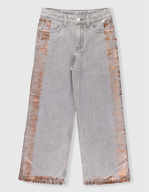 Jeans straight lavado obscuro para niña 1