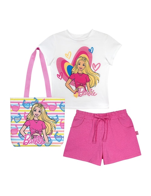 Conjunto Barbie para niña 3 piezas