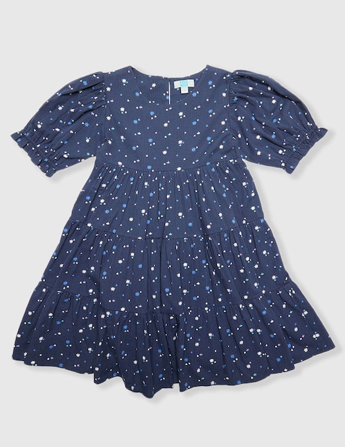 Vestido Piquenique manga globo para niña
