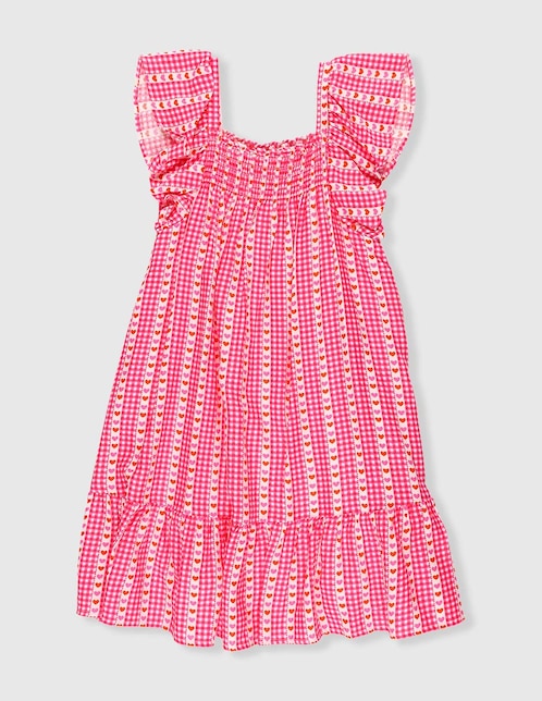 Vestido Piquenique manga mariposa para niña