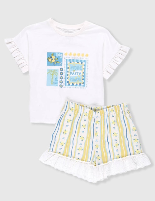 Conjunto casual Piquenique de algodón para niña
