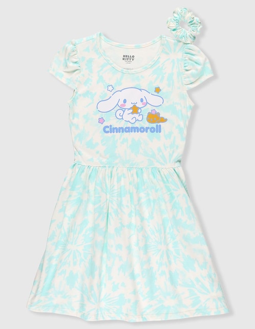 Vestido Hello Kitty Cinnamoroll manga cap para niña