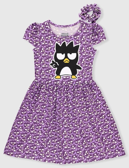 Vestido Hello Kitty Badtz Maru manga cap para niña