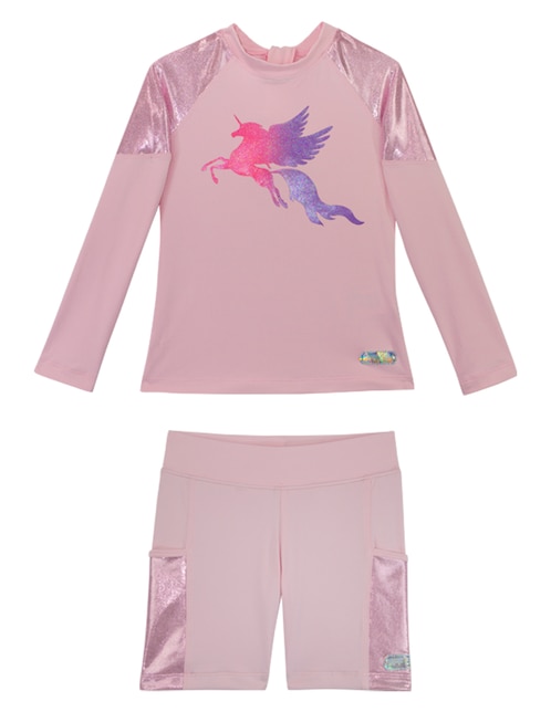Conjunto wetshirt Sunskin estampado gráfico para niña