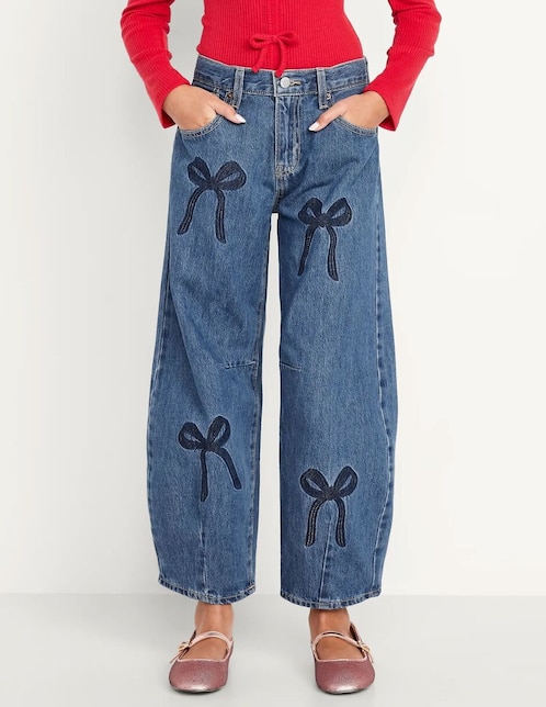 Jeans baggy 842687-000 lavado obscuro para niña 1
