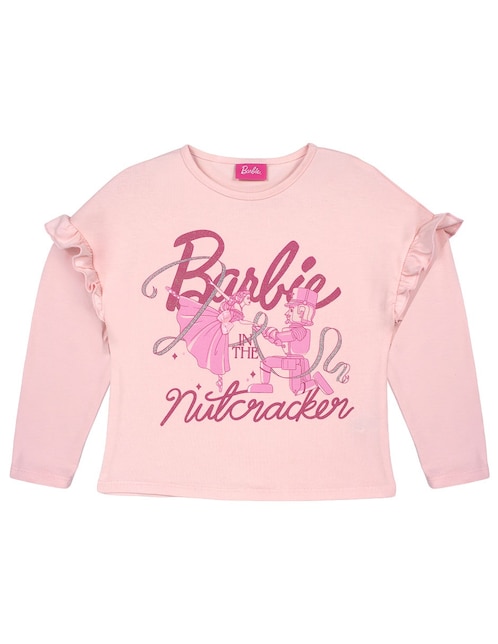 Playera Barbie manga larga para niña