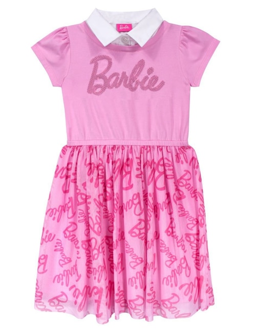 Vestido Barbie manga regular para niña