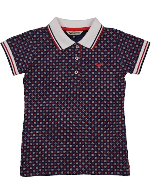 Playera tipo polo Ferrioni Mony de algodón para niña