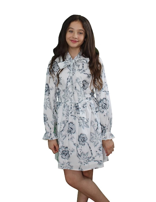 Vestido Carana Flor Marino manga amplia para niña