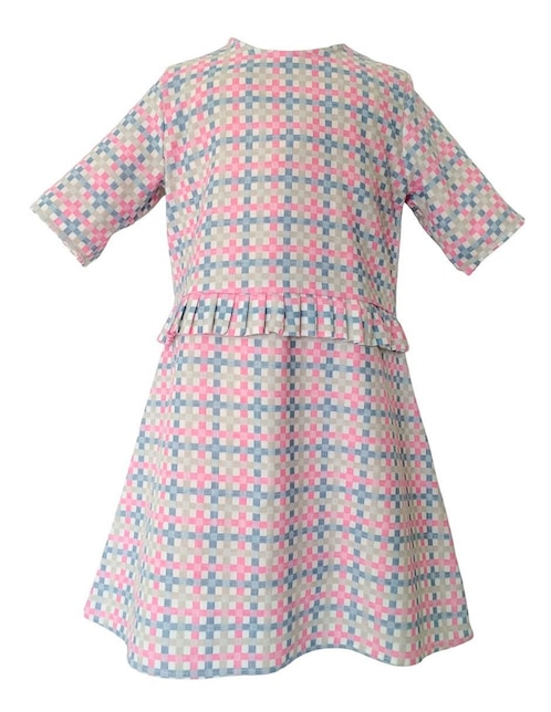 Vestido Crawling Forward 123 Cuadros Pastel manga regular para niña