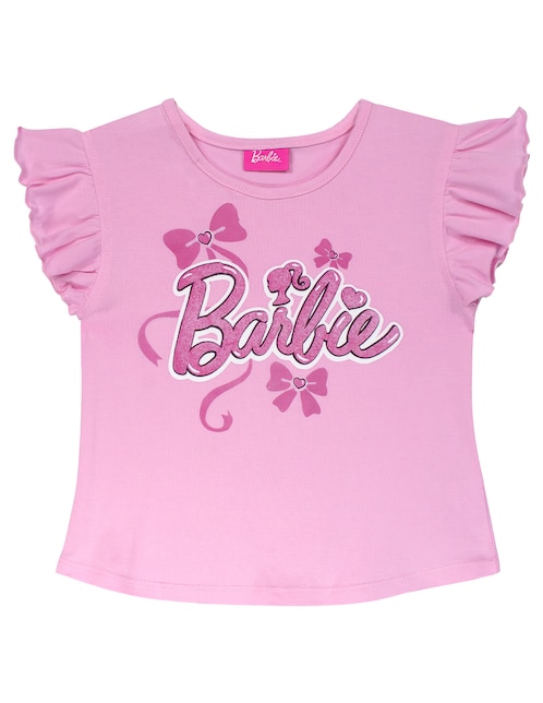 Playera Barbie manga corta para niña