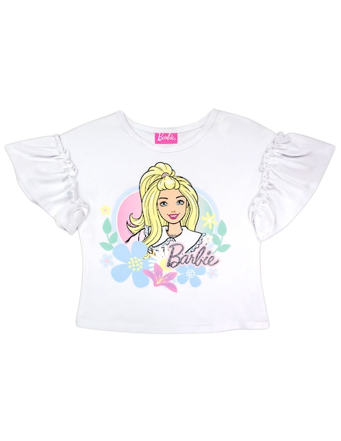 Playera Barbie manga corta para niña
