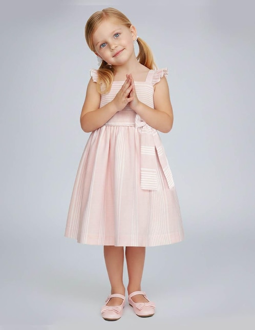 Vestido Gerat manga con pliegues para niña
