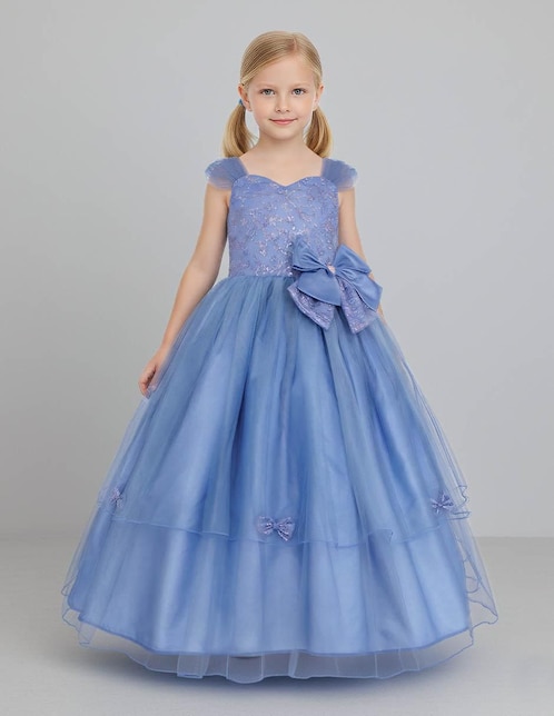 Vestido Gerat manga con pliegues para niña