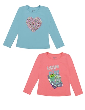 Set Playera Push Manga Larga Para Niña