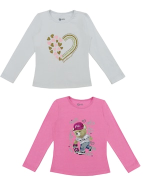 Set Playera Push Manga Larga Para Niña