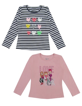 Set Playera Push Manga Larga Para Niña