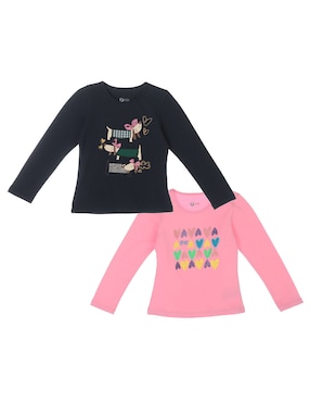 Set Playera Push Manga Larga Para Niña