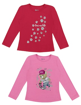 Set Playera Push Manga Larga Para Niña