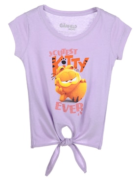 Playera Garfield Manga Corta Para Niña