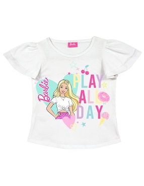 Playera Barbie Manga Corta Para Niña