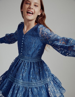 Vestido Bardot manga con puño para niña