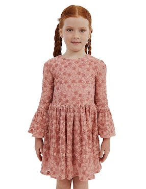 Vestido Bardot manga amplia para niña