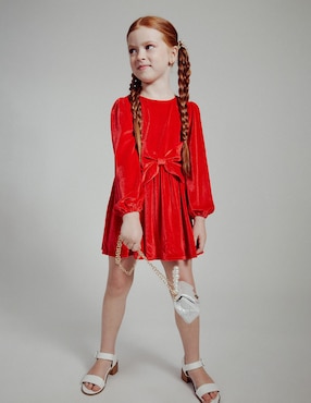 Vestido Bardot manga globo para niña