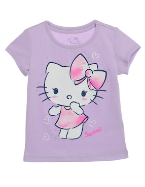 Playera Hello Kitty Manga Corta Para Niña