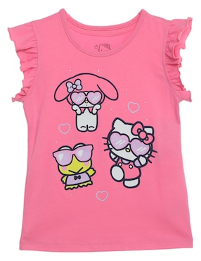 Playera Hello Kitty Manga Corta Para Niña