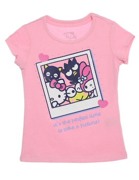 Playera Hello Kitty Manga Corta Para Niña