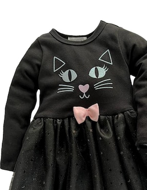 Vestido Baby Kisses Gatita manga regular para niña