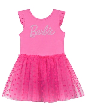 Vestido Barbie Manga Volantes Para Niña