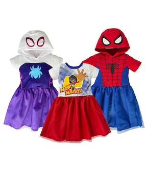 Set Vestido Marvel Manga Regular Para Niña