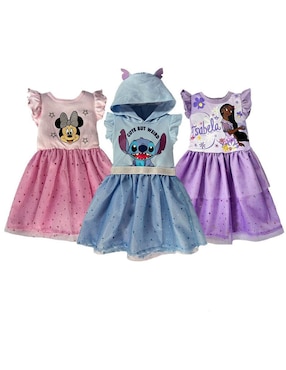 Vestido Disney Manga Volantes Para Niña