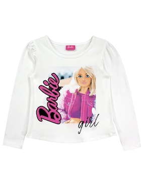 Playera Barbie Manga Larga Para Niña