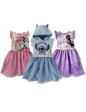 Set Vestido Disney Manga Volantes Para Niña